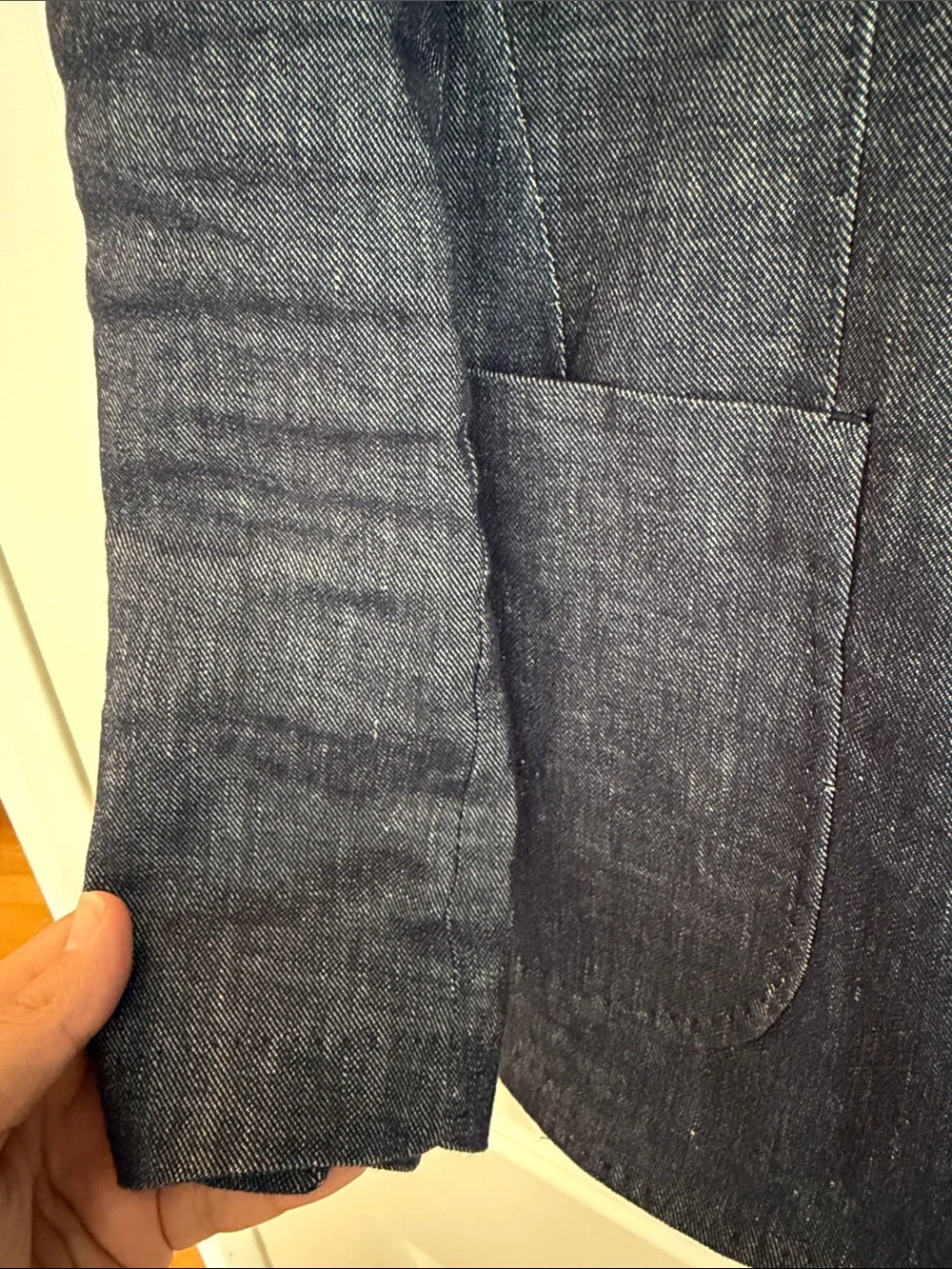 Men's Blue Casual Linen-Blend Blazer